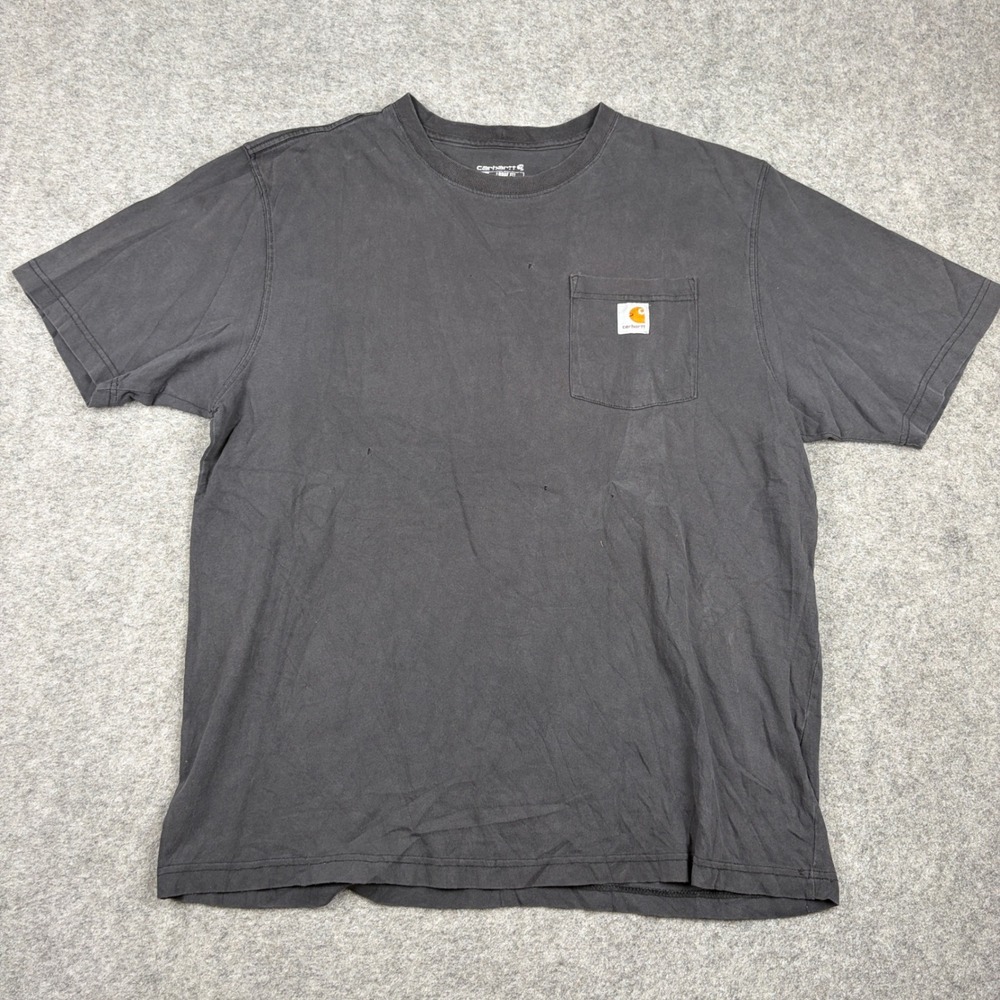 Carhartt Pocket T Shirt Mens Large Black Loose Fit Distressed Workwear Tee